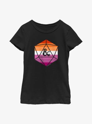 Dungeons And Dragons Lesbian D20 Flag Youth T-Shirt