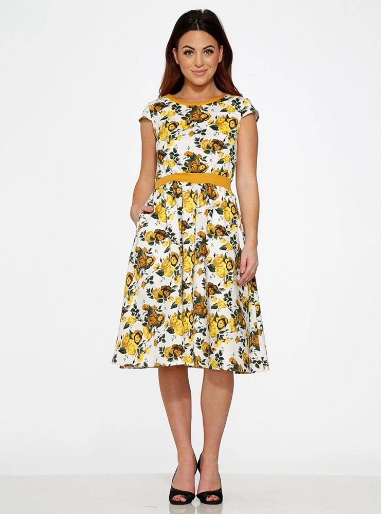 White Yellow Floral Dress