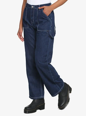 Dark Indigo White Stitch Carpenter Pants