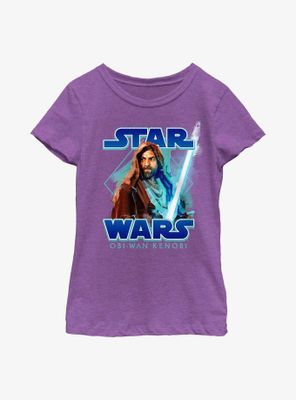 Star Wars Obi-Wan Kenobi Painterly With Logo Youth Girls T-Shirt