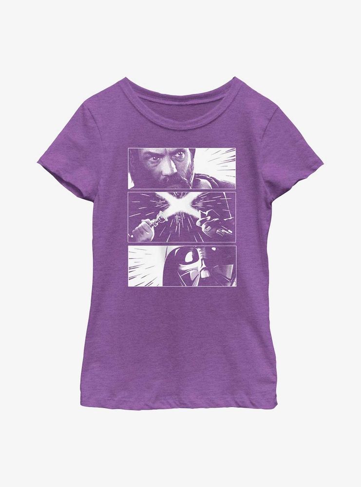 Star Wars Obi-Wan Kenobi Vader Panels Youth Girls T-Shirt