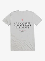 Game Of Thrones Quote Lannister Always Pays His Debts T-Shirt