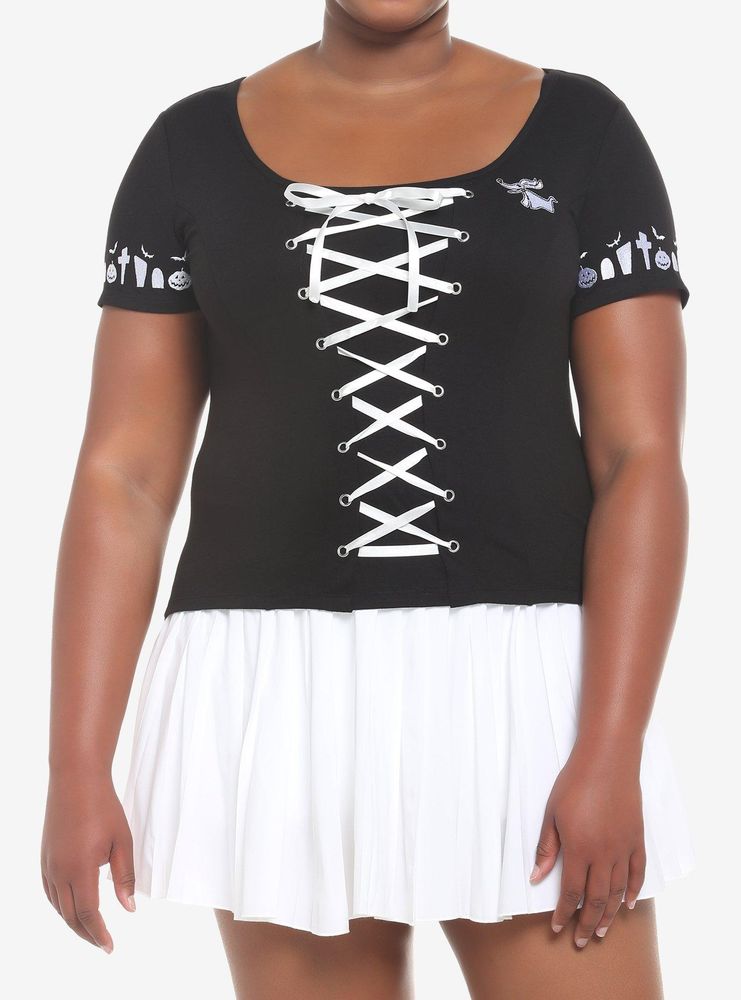 The Nightmare Before Christmas Zero Lace-Up Girls Top Plus