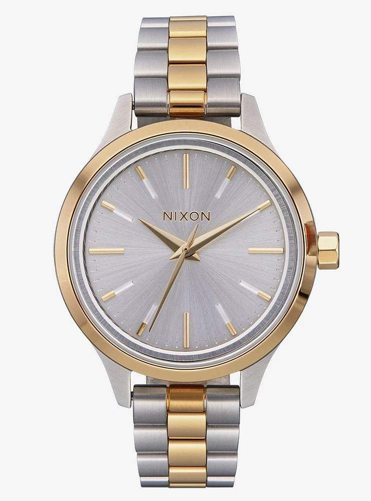 Nixon Optimist Silver Gold Watch