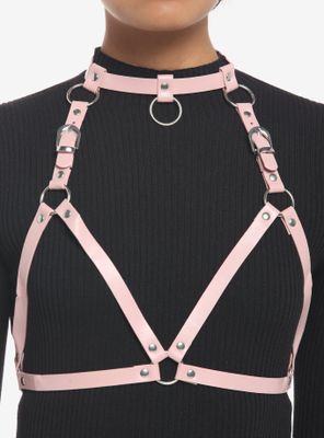Pink Faux Leather Bra Harness