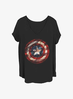 Marvel Captain America Flag Shield Girls T-Shirt Plus