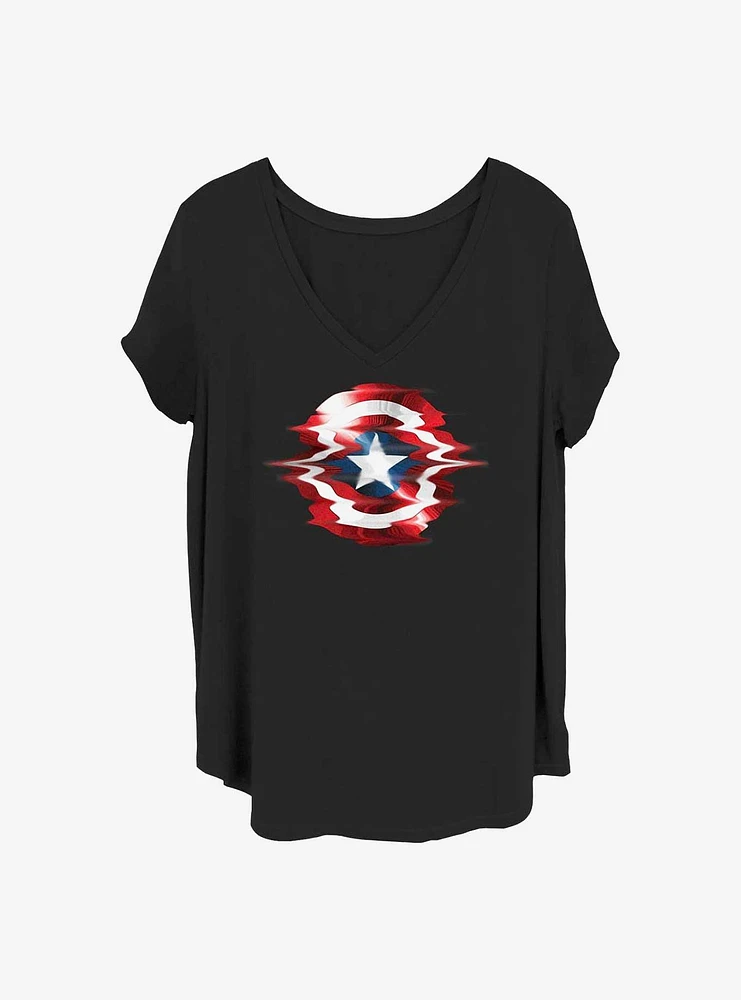 Marvel Captain America Glitch Shield Girls T-Shirt Plus