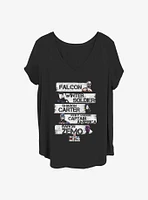 Marvel the Falcon and Winter Soldier Character Stack Girls T-Shirt Plus