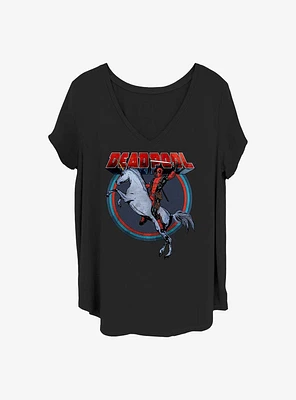 Marvel Deadpool On Unicorn Girls T-Shirt Plus
