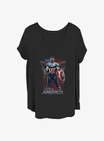 Marvel the Falcon and Winter Soldier Shield Cap Logo Girls T-Shirt Plus