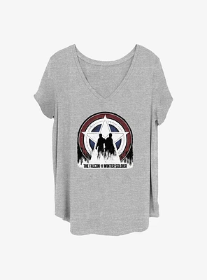 Marvel the Falcon and Winter Soldier Silhouette Shield Girls T-Shirt Plus