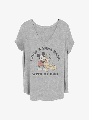 Disney Mickey Mouse & Pluto Dog Lover Girls T-Shirt Plus