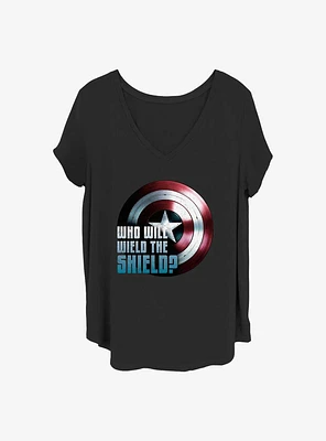 Marvel The Falcon and Winter Soldier Wielding Shield Girls T-Shirt Plus