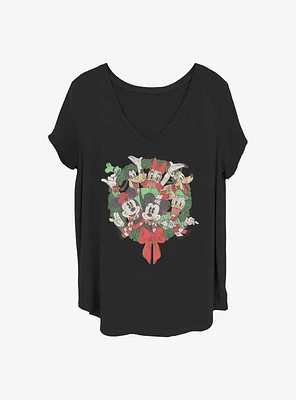 Disney Mickey Mouse & Friends Holiday Wreath Girls T-Shirt Plus