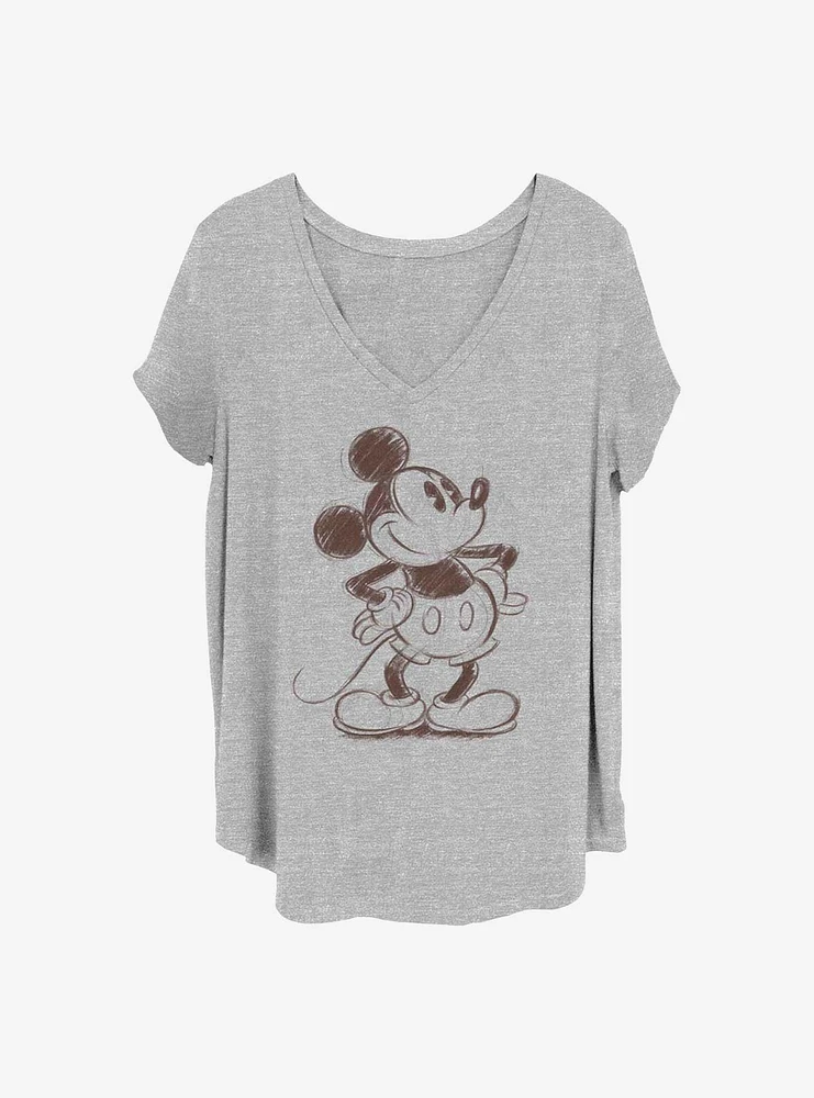 Disney Mickey Mouse Sketch Girls T-Shirt Plus