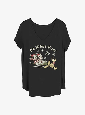Disney Mickey Mouse And Minnie Holiday Oh What Fun Girls T-Shirt Plus
