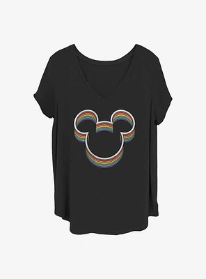 Disney Mickey Mouse Rainbow Ears Girls T-Shirt Plus