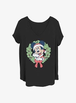 Disney Mickey Mouse Christmas Wreath Girls T-Shirt Plus