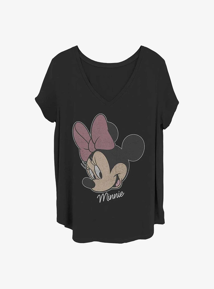 Disney Minnie Mouse Big Face Distressed Girls T-Shirt Plus