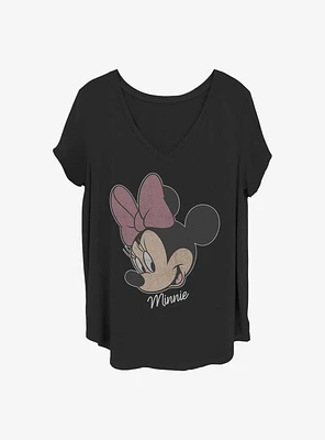 Disney Minnie Mouse Big Face Distressed Girls T-Shirt Plus