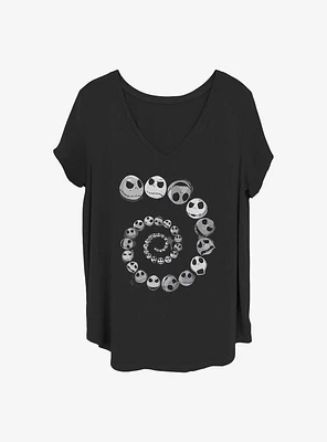 Disney The Nightmare Before Christmas Jack Emotions Spiral Girls T-Shirt Plus