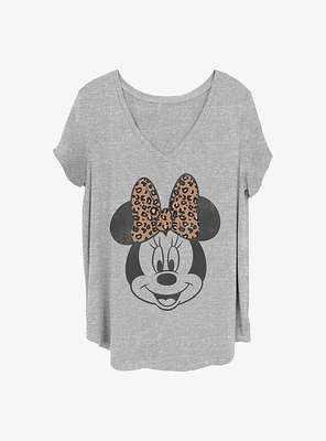 Disney Minnie Mouse Face Leopard Girls T-Shirt Plus