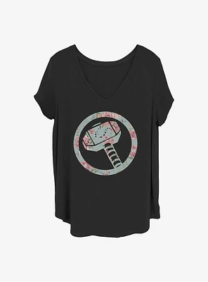 Marvel Thor Floral Comp Girls T-Shirt Plus