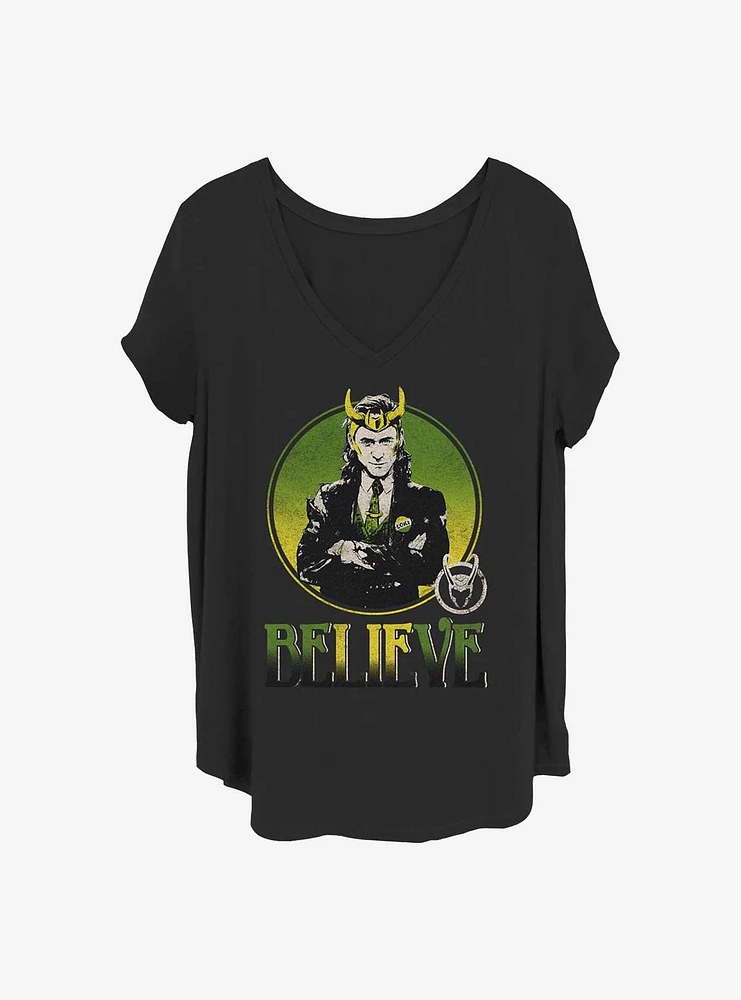 Marvel Loki Believe Girls T-Shirt Plus