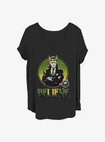 Marvel Loki Believe Girls T-Shirt Plus