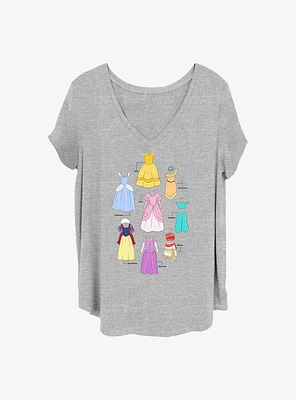 Disney Princesses Dresses Chart Girls T-Shirt Plus