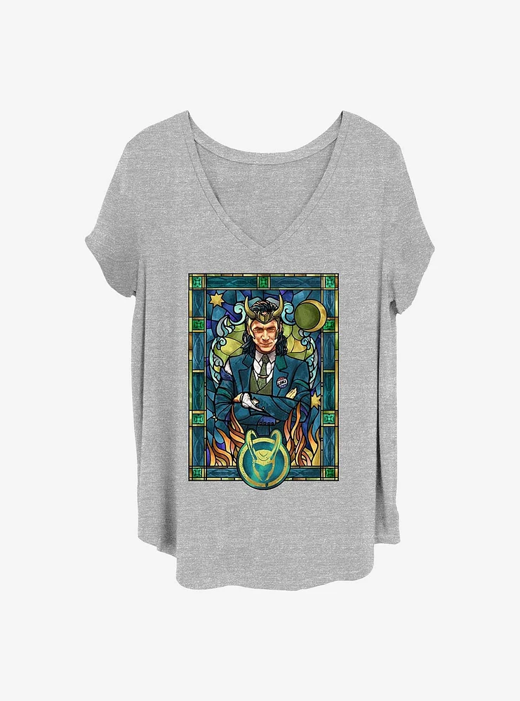 Marvel Loki Glass Window Girls T-Shirt Plus