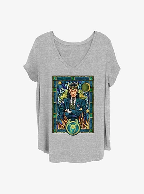 Marvel Loki Glass Window Girls T-Shirt Plus