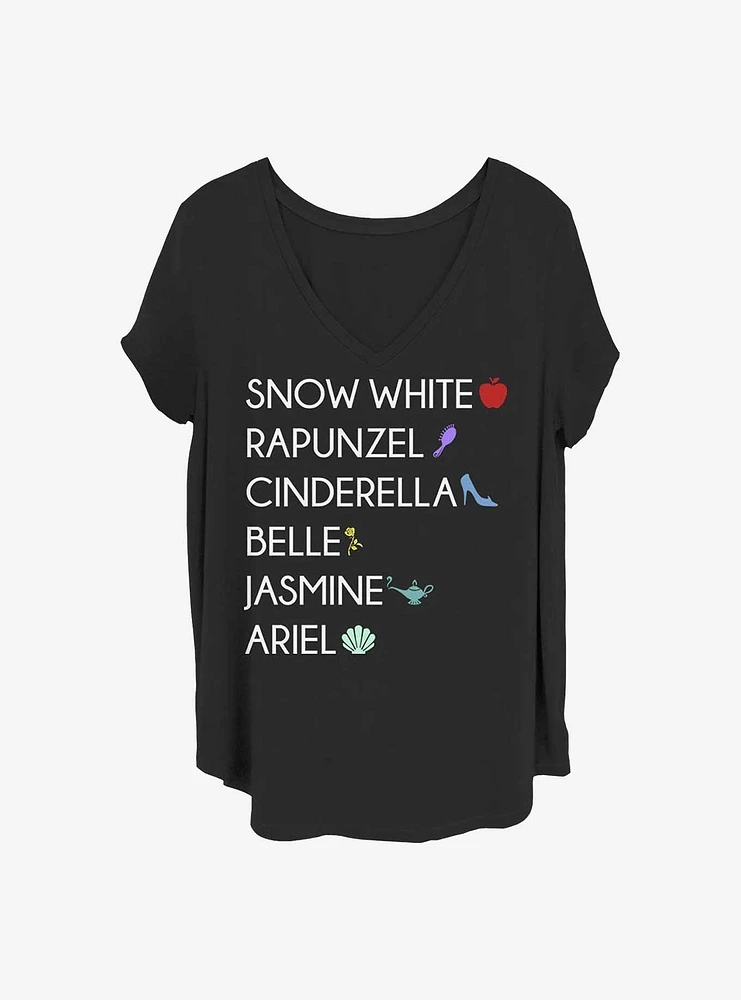 Disney Princesses Princess List Girls T-Shirt Plus