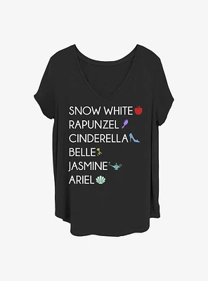 Disney Princesses Princess List Girls T-Shirt Plus