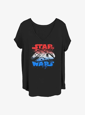 Star Wars Spangled Falcon Girls T-Shirt Plus