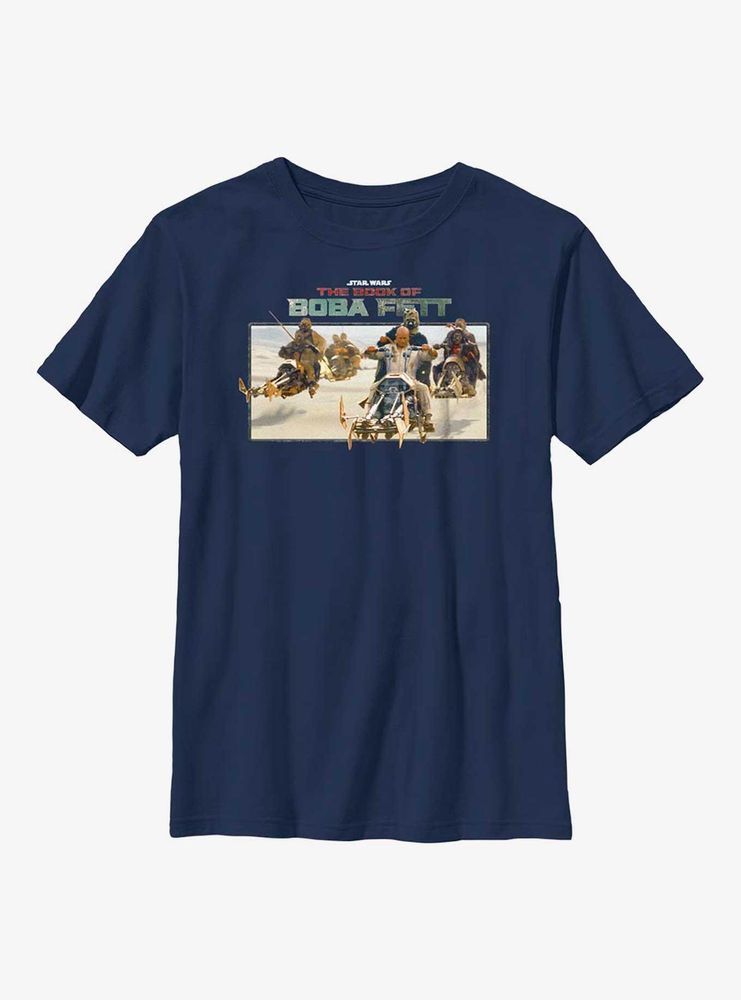 Star Wars The Book Of Boba Fett Speeder Bike Pursuit Youth T-Shirt