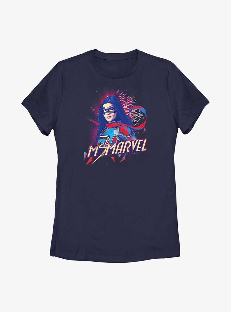 Marvel Ms. Red Blue Portrait Womens T-Shirt