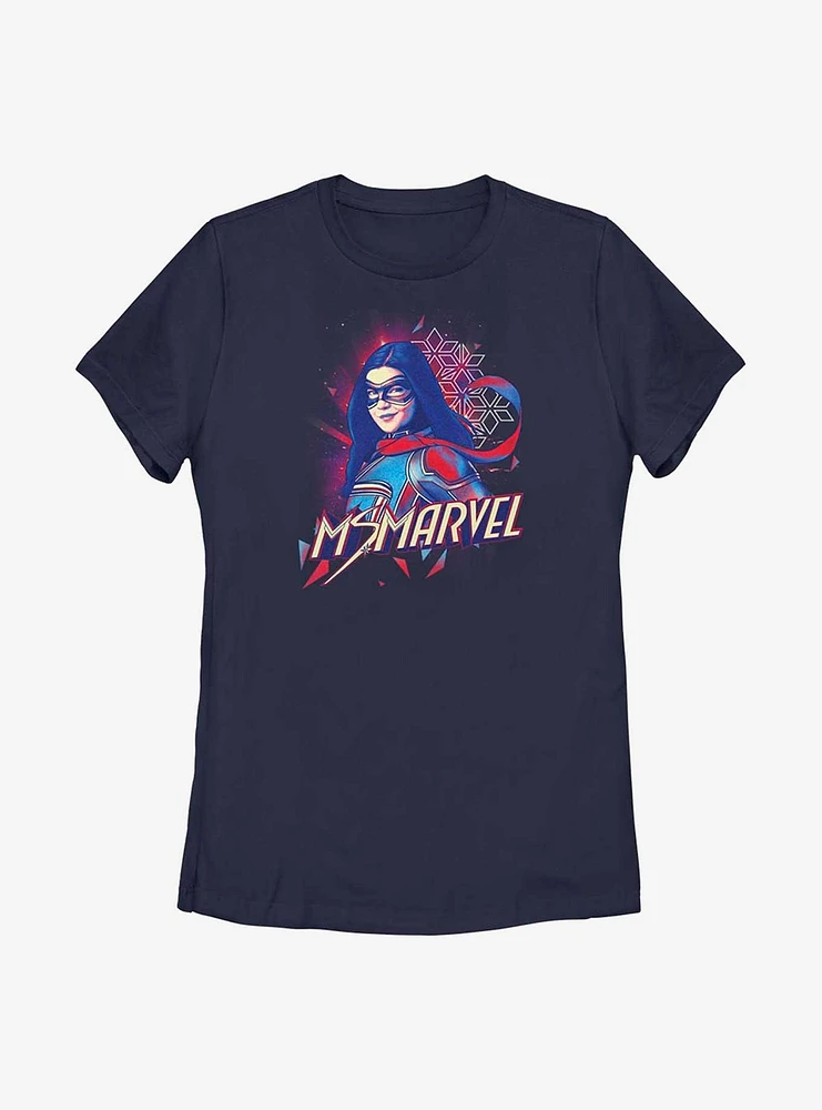 Marvel Ms. Red Blue Portrait Womens T-Shirt