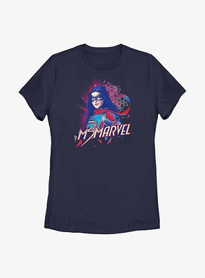 Marvel Ms. Red Blue Portrait Womens T-Shirt