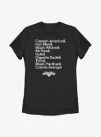 Marvel Ms. Name List Avengercon Womens T-Shirt