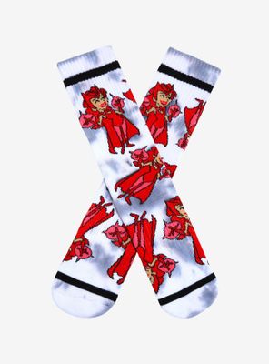 Marvel WandaVision Scarlet Witch Cartoon Allover Print Tie-Dye Crew Socks - BoxLunch Exclusive 