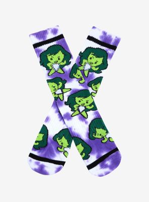 Marvel She-Hulk Chibi Allover Print Tie-Dye Crew Socks - BoxLunch Exclusive 