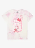 Hello Kitty Strawberry Milk Tie-Dye Girls T-Shirt Plus