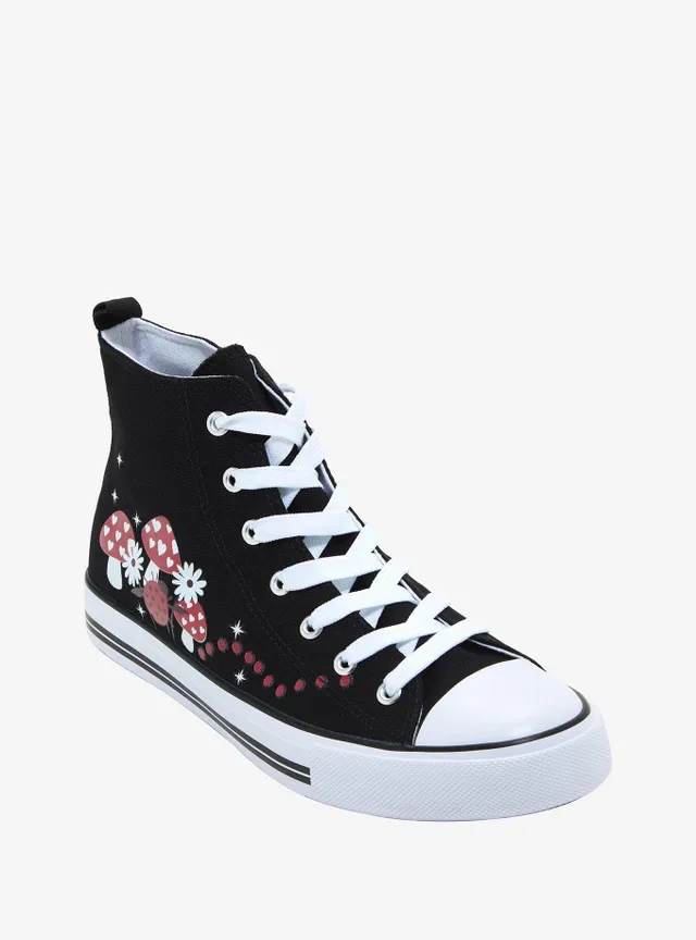 Black Cat Pink Bow Hi-Top Sneakers