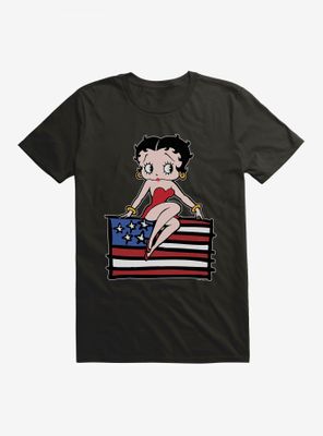Betty Boop Sitting On Flag T-Shirt