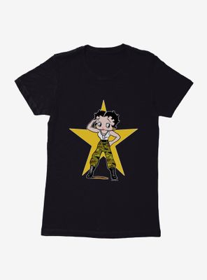 Betty Boop Army Camo and Stars Womens T-Shirt