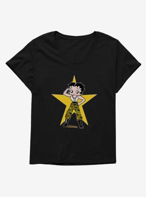 Betty Boop Army Camo And Stars Womens T-Shirt Plus