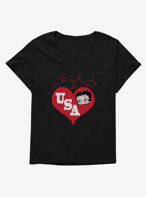 Betty Boop Hearts USA Womens T-Shirt Plus