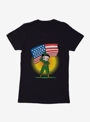 Betty Boop Army Soldier Salute Womens T-Shirt