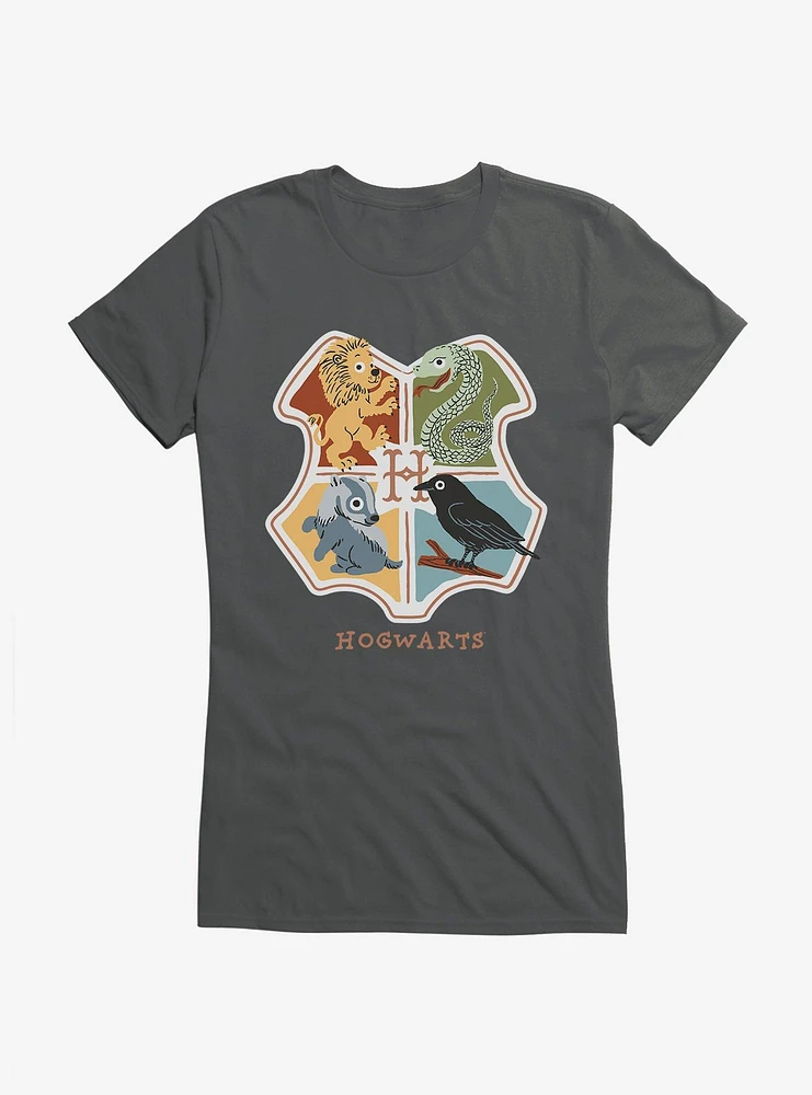 Harry Potter Hogwarts Animals Shield Girls T-Shirt